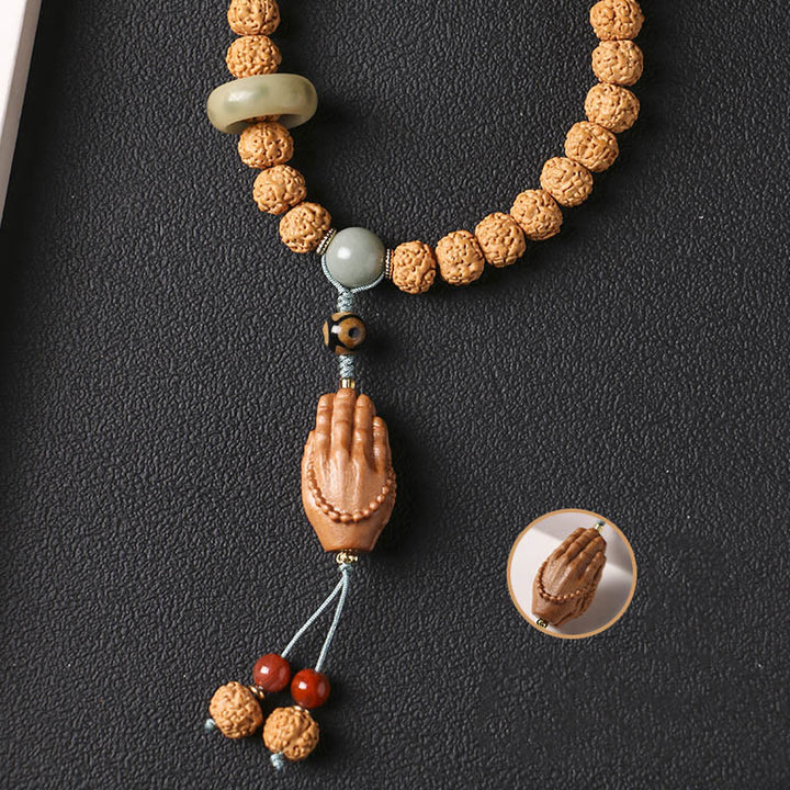 Buddha Stones菩提樹三眼ビーズ仏手チャーム富のブレスレット