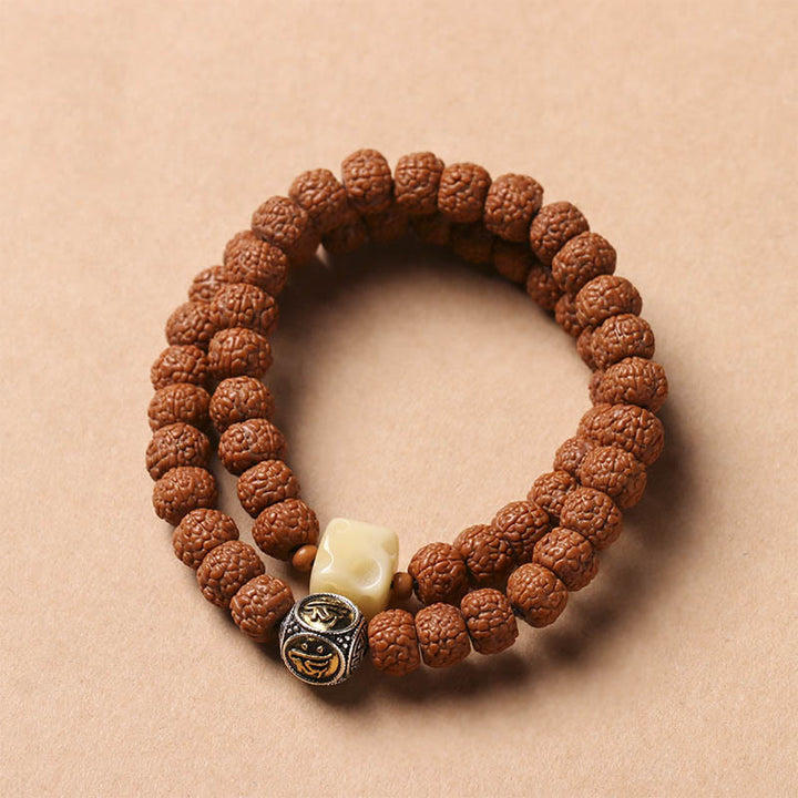 Buddha Stones菩提樹三眼ビーズ仏手チャーム富のブレスレット