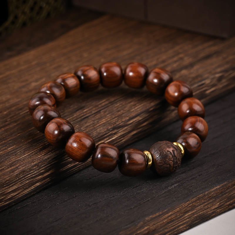 Buddha Stones天然ローズウッド慈悲ブレスレット