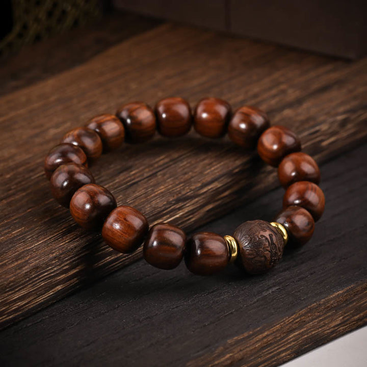 Buddha Stones天然ローズウッド慈悲ブレスレット