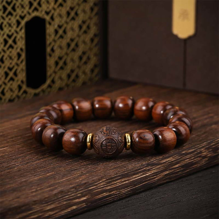 Buddha Stones天然ローズウッド慈悲ブレスレット