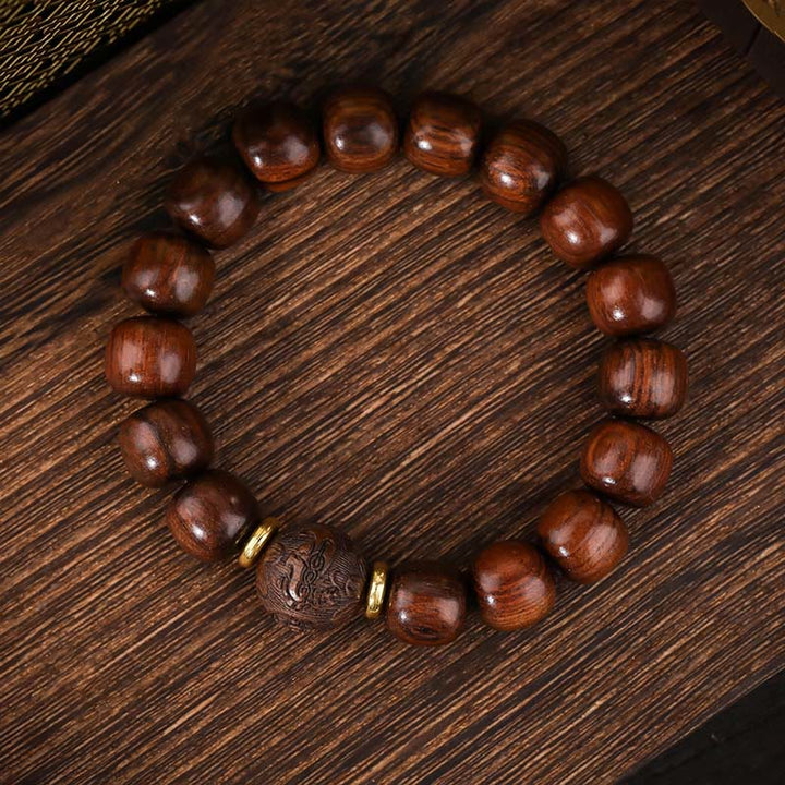 Buddha Stones天然ローズウッド慈悲ブレスレット