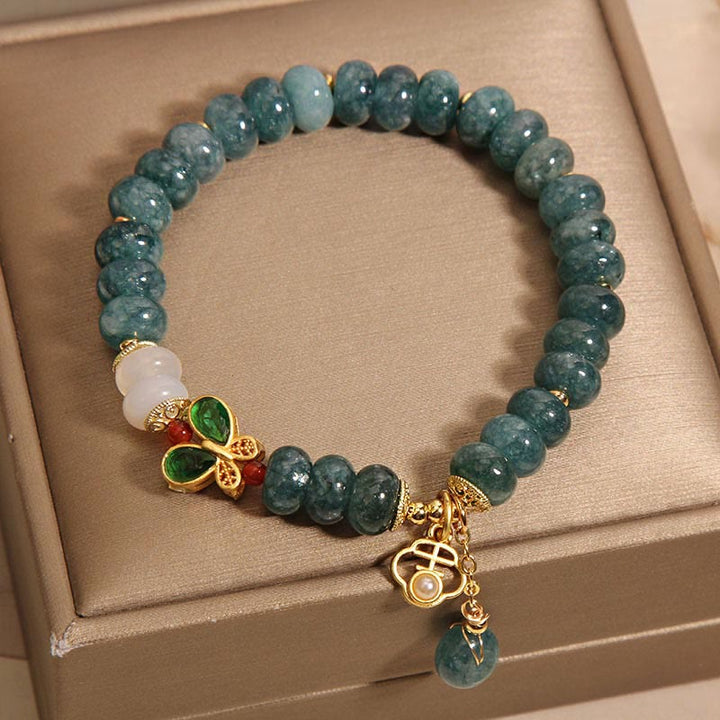 Buddha Stones翡翠 白瑪瑙 蝶 そろばん ビーズ 豊穣のブレスレット