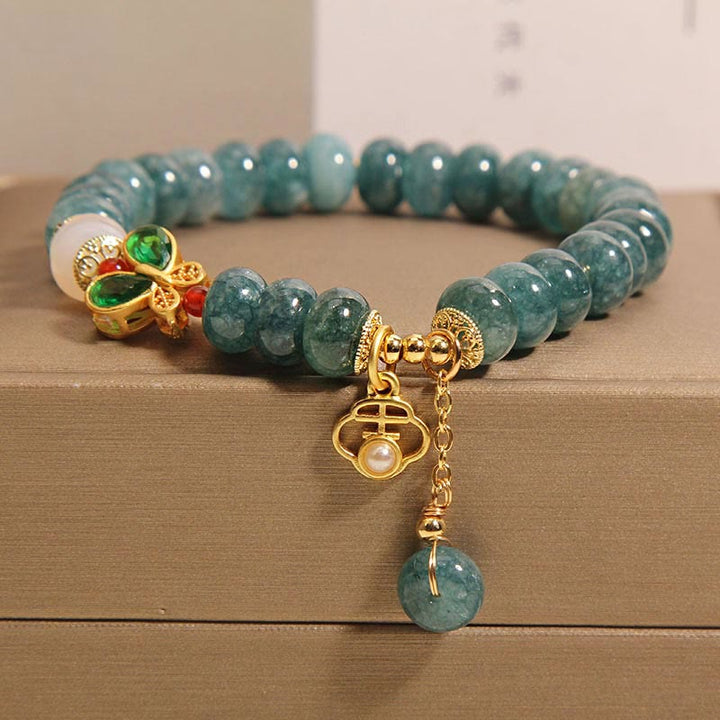 Buddha Stones翡翠 白瑪瑙 蝶 そろばん ビーズ 豊穣のブレスレット