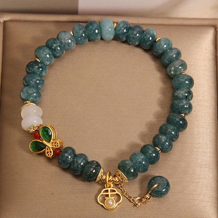 Buddha Stones翡翠 白瑪瑙 蝶 そろばん ビーズ 豊穣のブレスレット