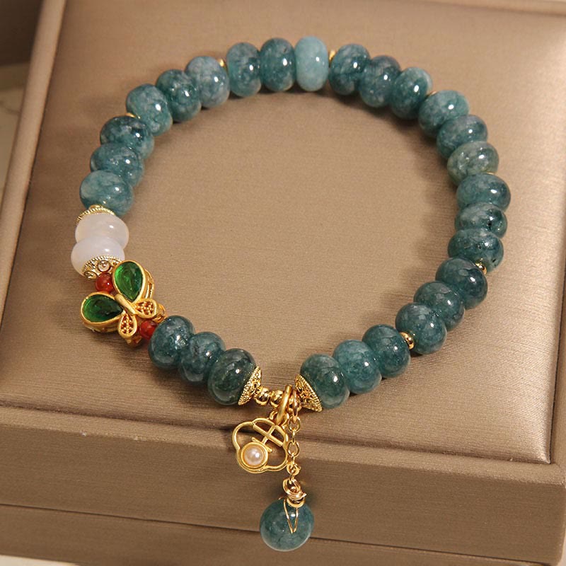 Buddha Stones翡翠 白瑪瑙 蝶 そろばん ビーズ 豊穣のブレスレット