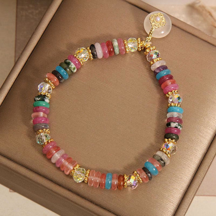 Buddha Stones各種クリスタルストロベリークォーツ平和バックル縁起の良いブレスレット