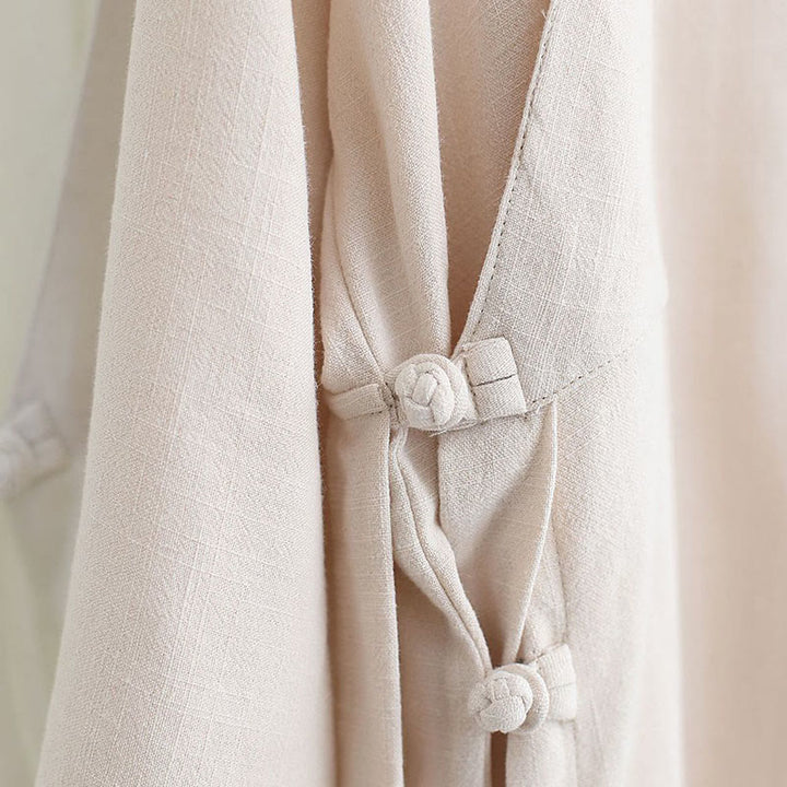 Buddha Stones 2点 Vネック メンズ 長袖シャツ トップパンツ 瞑想 禅 太極拳 コットンリネン 衣類セット - image 18