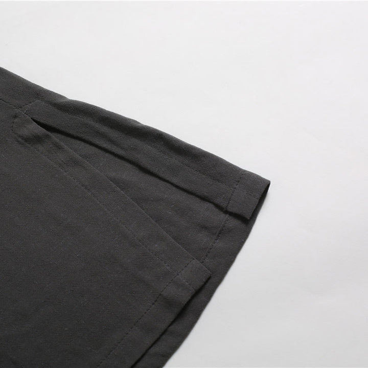 Buddha Stonesメンズ 無地 ラウンドネック 半袖 コットンリネン シャツ - image 8