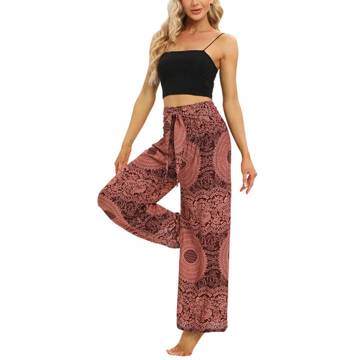 Buddha Stonesボヘミアン レースアップ ワイドレッグパンツ レディース ヨガパンツ - image 4