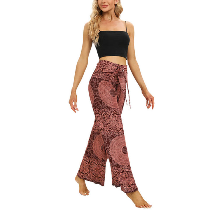Buddha Stonesボヘミアン レースアップ ワイドレッグパンツ レディース ヨガパンツ - image 5