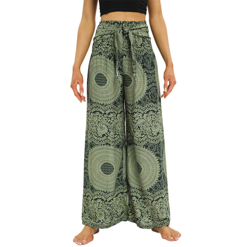 Buddha Stonesボヘミアン レースアップ ワイドレッグパンツ レディース ヨガパンツ - ダークシーグリーン - US2-12、 UK/AU6-16、 EU34-44 (F) - image 8