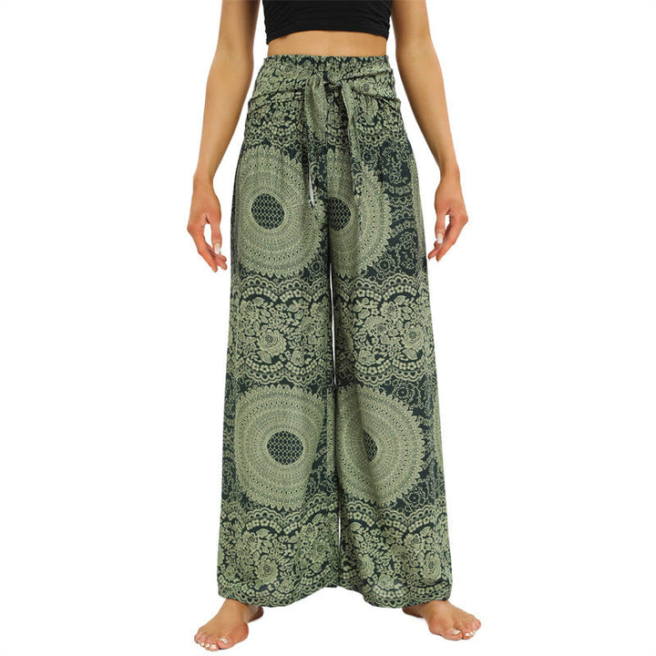 Buddha Stonesボヘミアン レースアップ ワイドレッグパンツ レディース ヨガパンツ - ダークシーグリーン - US2-12、 UK/AU6-16、 EU34-44 (F) - image 8