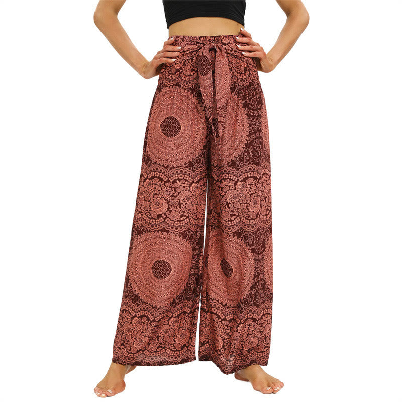 Buddha Stonesボヘミアン レースアップ ワイドレッグパンツ レディース ヨガパンツ - ライトコーラル - US2-12、 UK/AU6-16、 EU34-44 (F) - image 1