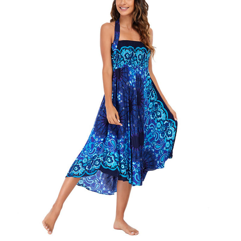 Buddha Stonesの2つのスタイルで着るボヘミアン曼荼羅フラワーウォータードロップレースアップスカートドレス - image 33