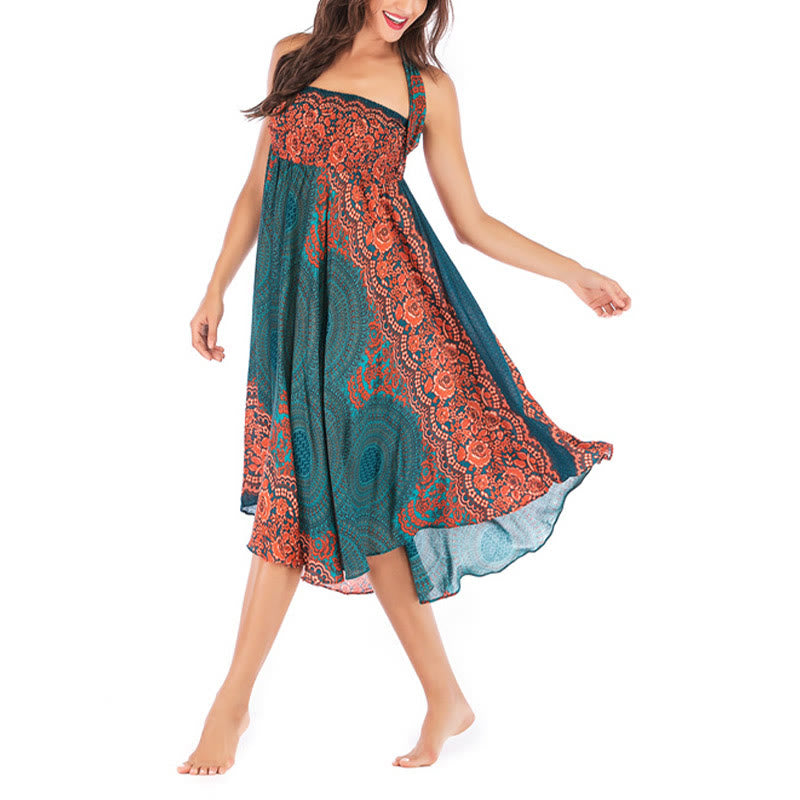 Buddha Stonesツースタイルウェア ボヘミアンコンパスローズフラワーレースアップスカートドレス - image 8