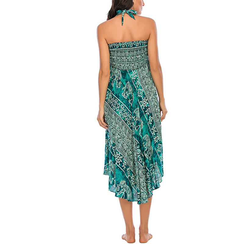 Buddha Stonesの2つのスタイルが着られるボヘミアンエレファントジオメトリックレースアップスカートドレス - image 31