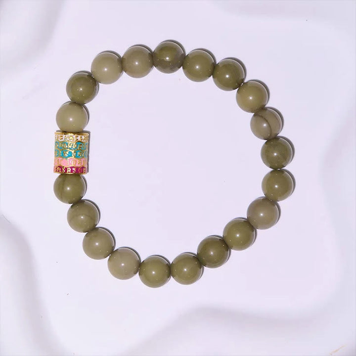 Buddha Stones天然アラシャン瑪瑙エンカレッジブレスレット