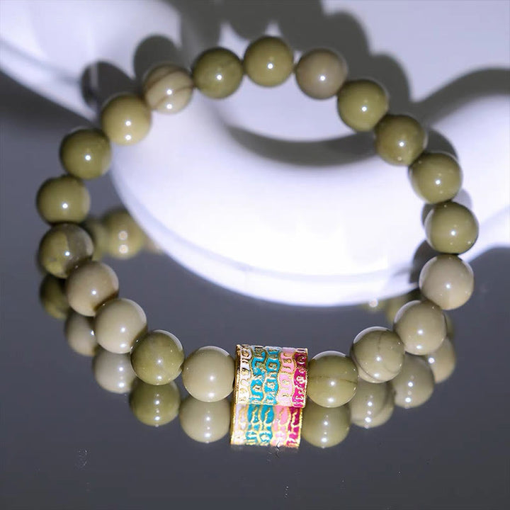 Buddha Stones天然アラシャン瑪瑙エンカレッジブレスレット