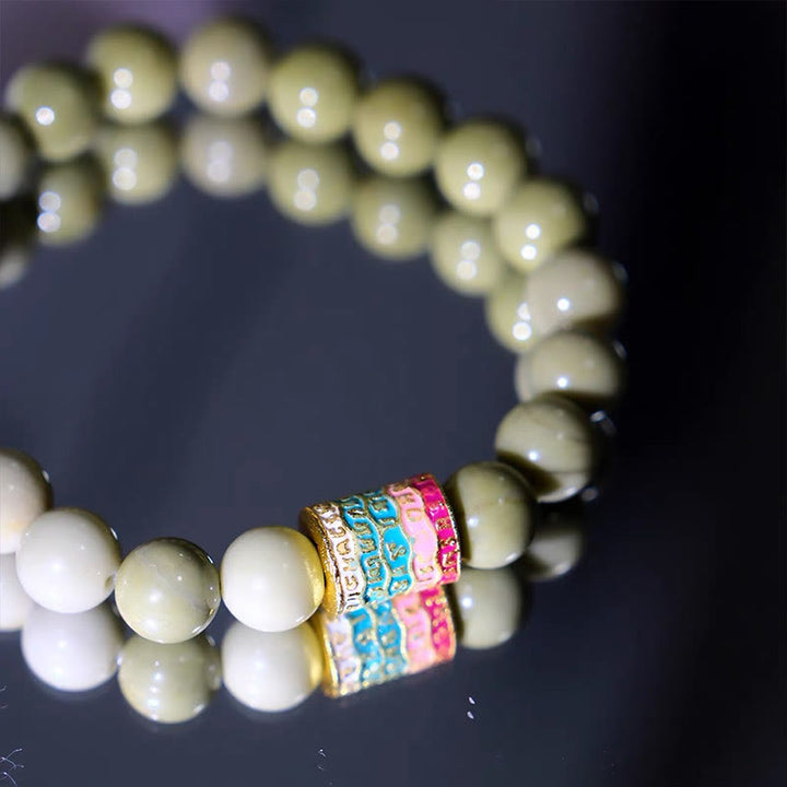 Buddha Stones天然アラシャン瑪瑙エンカレッジブレスレット