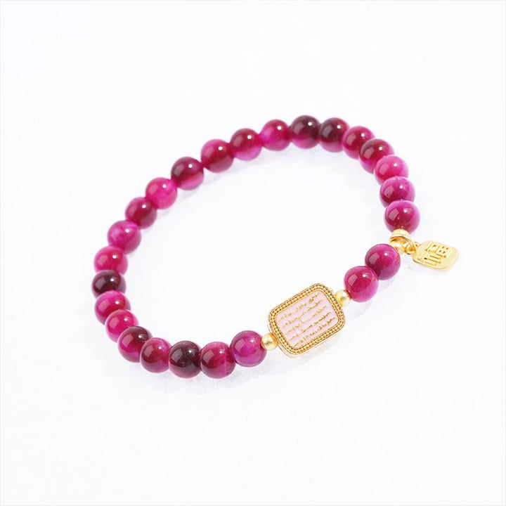 Buddha Stonesローズレッドタイガーアイフーキャラクター勇気ブレスレット