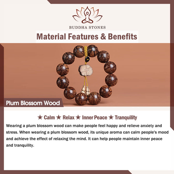 Buddha Stones梅の花 木の内なる平和のブレスレット