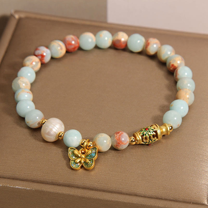 Buddha Stones寿山石真珠蝶富ブレスレット