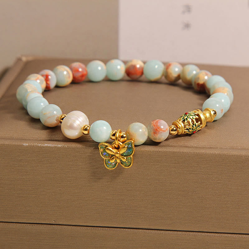 Buddha Stones寿山石真珠蝶富ブレスレット