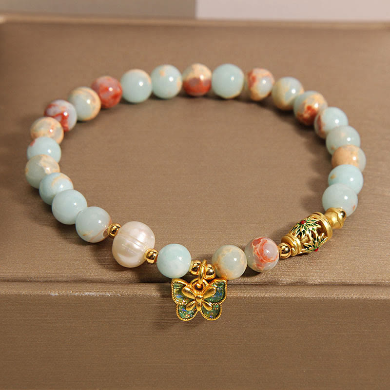 Buddha Stones寿山石真珠蝶富ブレスレット