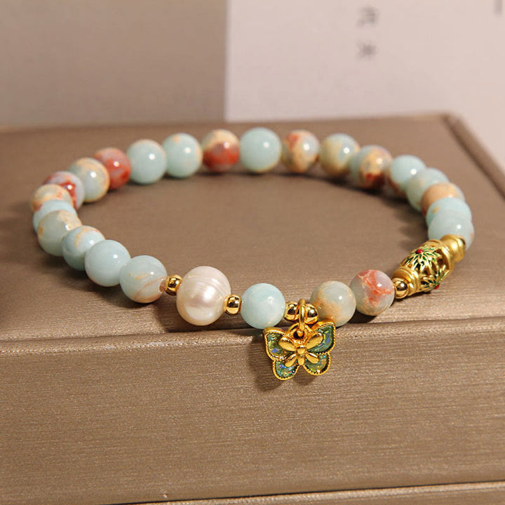 Buddha Stones寿山石真珠蝶富ブレスレット