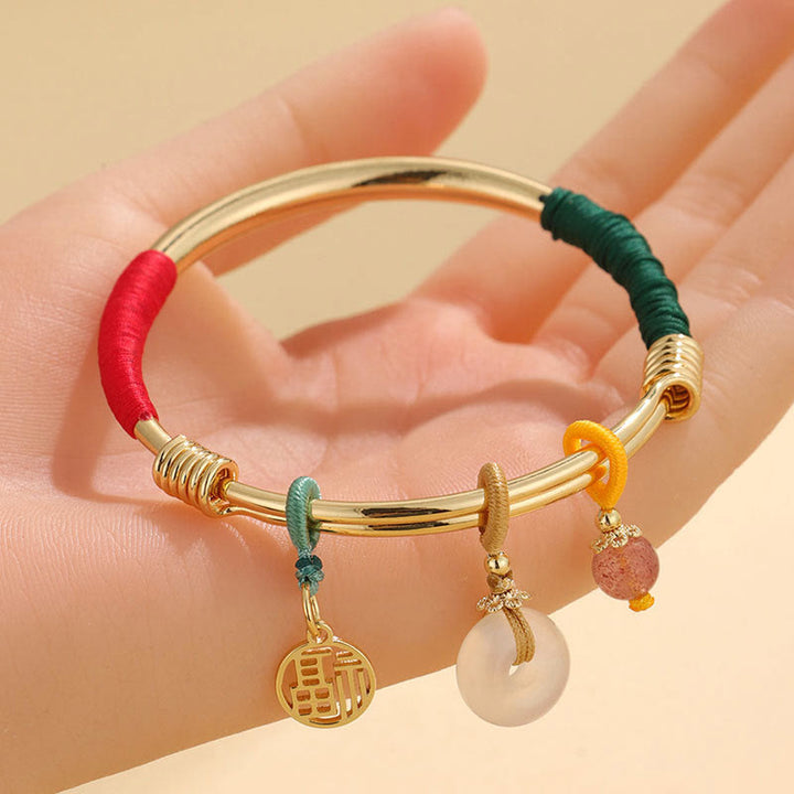 Buddha Stonesピンククリスタル ピース平和のお守りチャームラッキーフラワー ラブブレスレット バングル - image 2