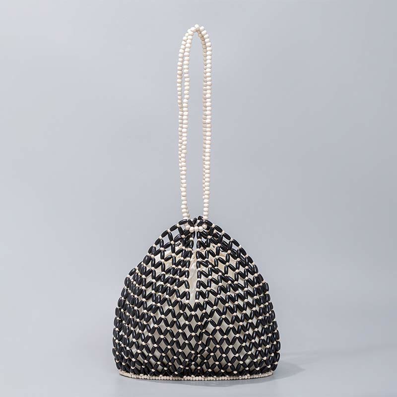 Buddha Stonesの手編み木製ビーズショルダーバッグハンドバッグ
