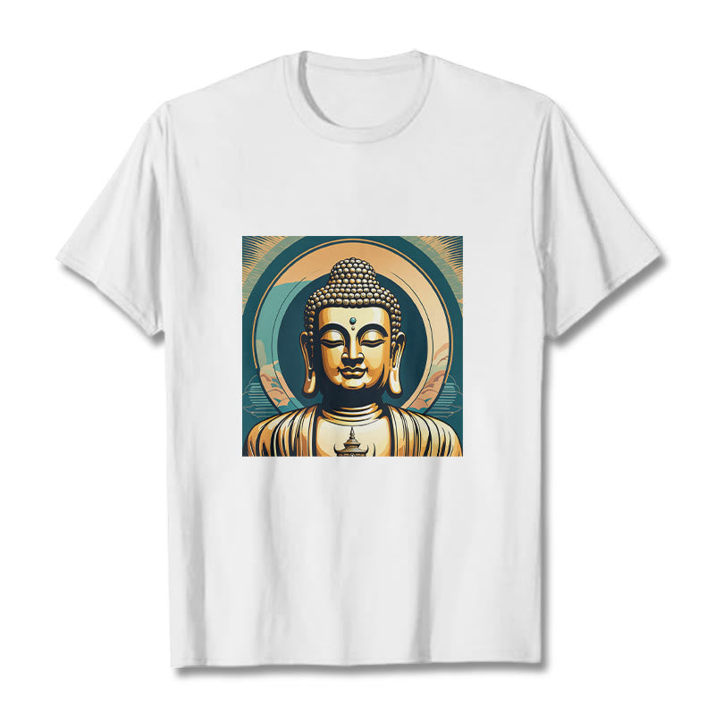 Buddha StonesオーラゴールデンブッダTシャツ - 白 - 2XL - image 4