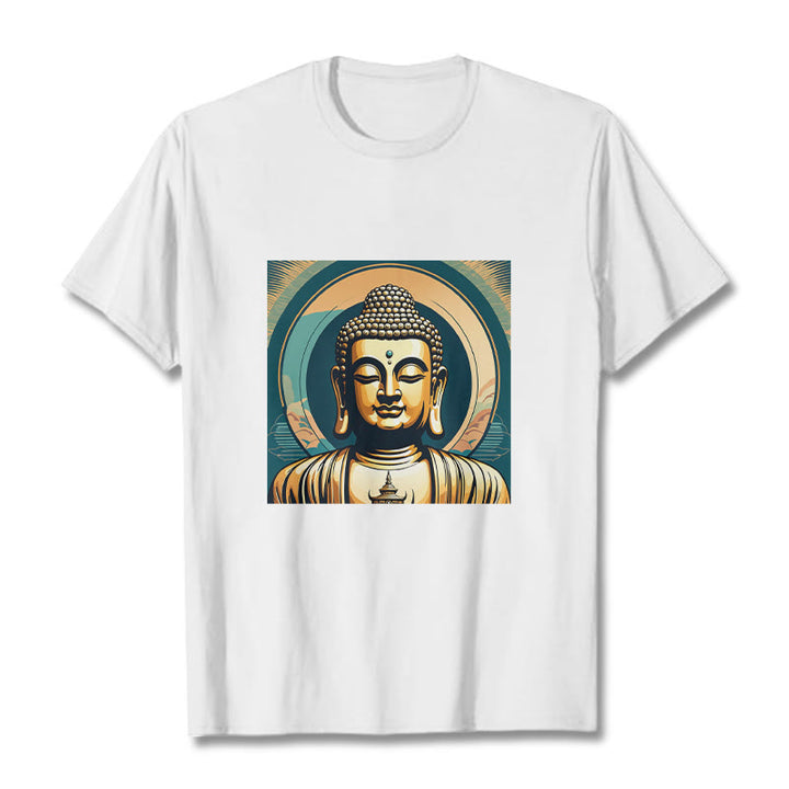 Buddha StonesオーラゴールデンブッダTシャツ - 白 - 2XL - image 4