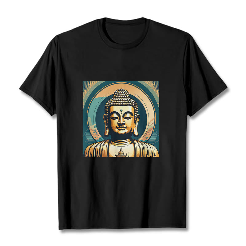Buddha StonesオーラゴールデンブッダTシャツ - 黒 - 2XL - image 0