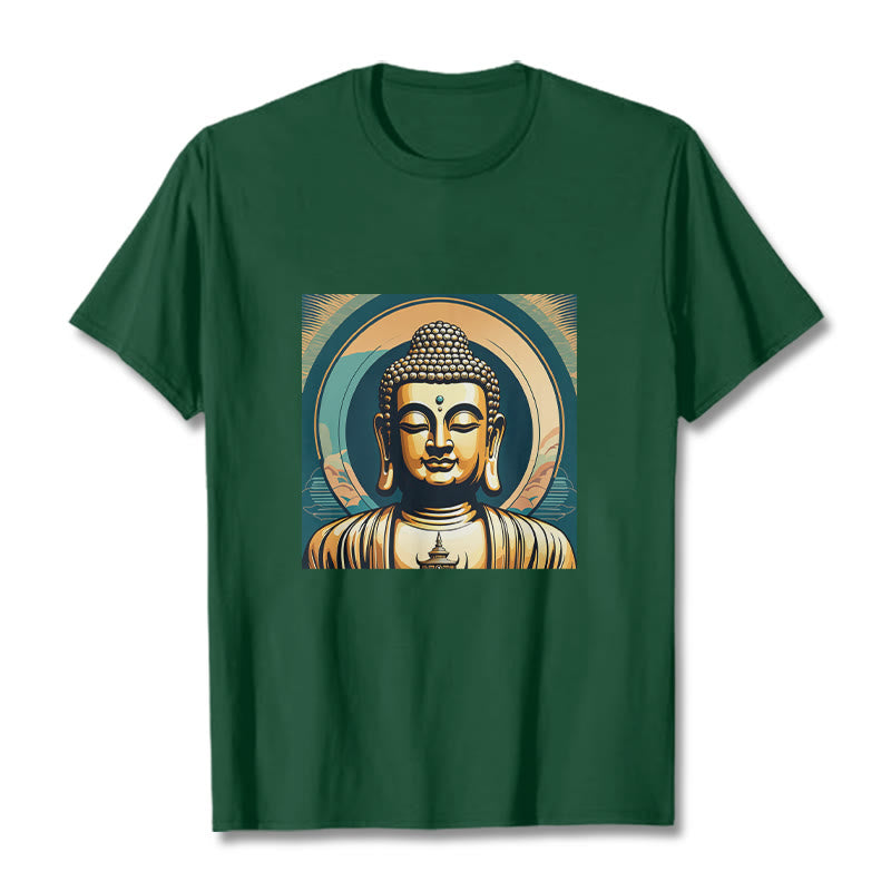 Buddha StonesオーラゴールデンブッダTシャツ - フォレストグリーン - 2XL - image 9