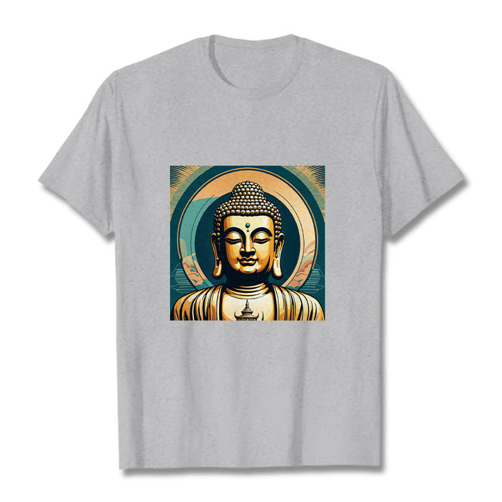 Buddha StonesオーラゴールデンブッダTシャツ - ライトグレー - 2XL - image 18