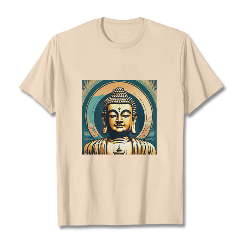 Buddha StonesオーラゴールデンブッダTシャツ - ビスク - 2XL - image 7