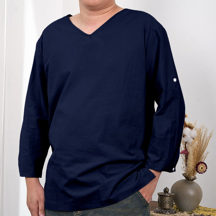 Buddha Stones無地 七分袖 メンズ Tシャツ - スティールブルー - US/UK/AU48、 EU58 (4XL) - image 6