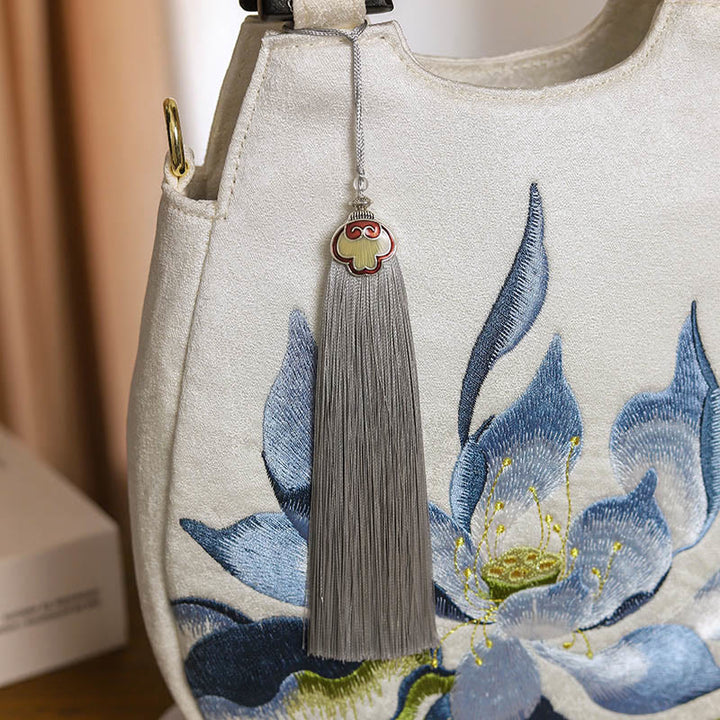 Buddha Stones蓮の刺繍 ハンドバッグ クロスボディバッグ
