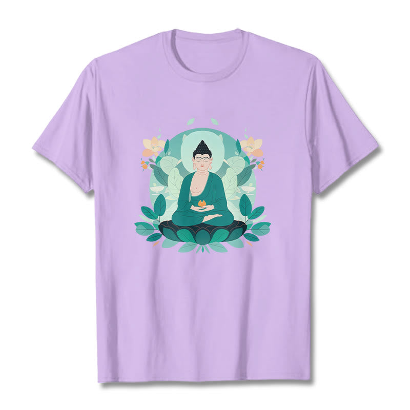 Buddha Stones目を閉じる グリーンリーフ仏陀Tシャツ - 梅 - 2XL - image 16