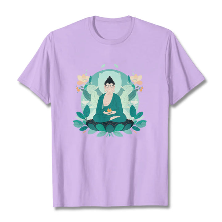 Buddha Stones目を閉じる グリーンリーフ仏陀Tシャツ - 梅 - 2XL - image 16