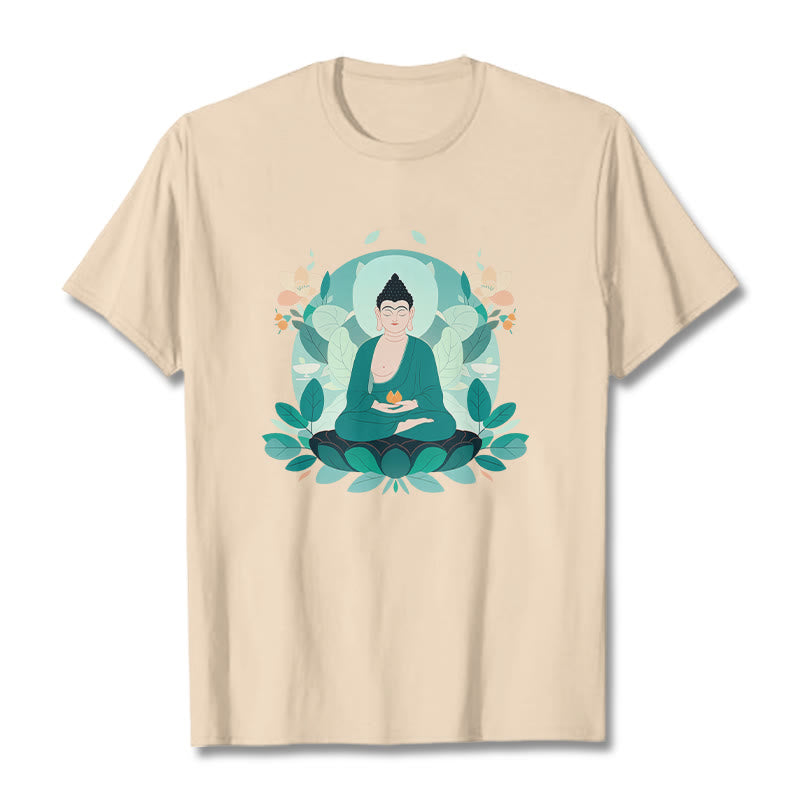 Buddha Stones目を閉じる グリーンリーフ仏陀Tシャツ - ビスク - 2XL - image 10