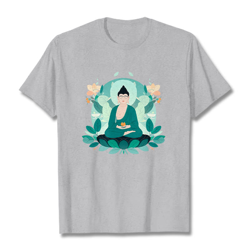 Buddha Stones目を閉じる グリーンリーフ仏陀Tシャツ - ライトグレー - 2XL - image 19