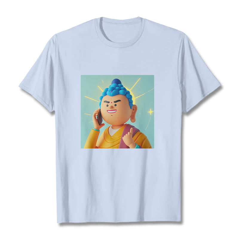 Buddha Stonesの面白い漫画仏陀Tシャツ - ライトシアン - 2XL - image 1