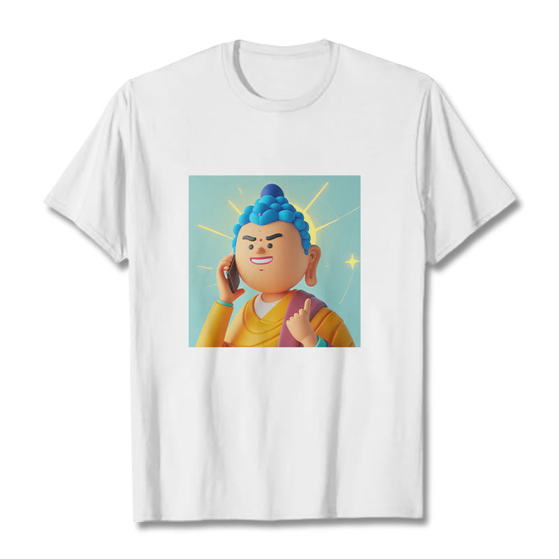 Buddha Stonesの面白い漫画仏陀Tシャツ - 白 - 2XL - image 4