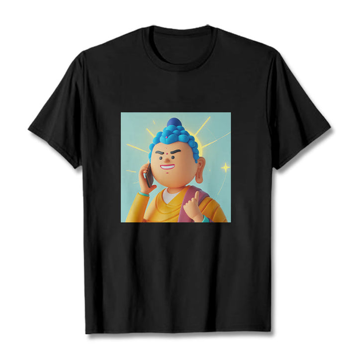 Buddha Stonesの面白い漫画仏陀Tシャツ - 黒 - 2XL - image 7