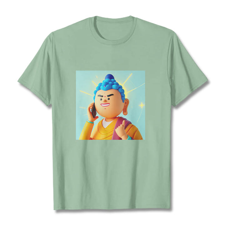 Buddha Stonesの面白い漫画仏陀Tシャツ - ペールグリーン - 2XL - image 11