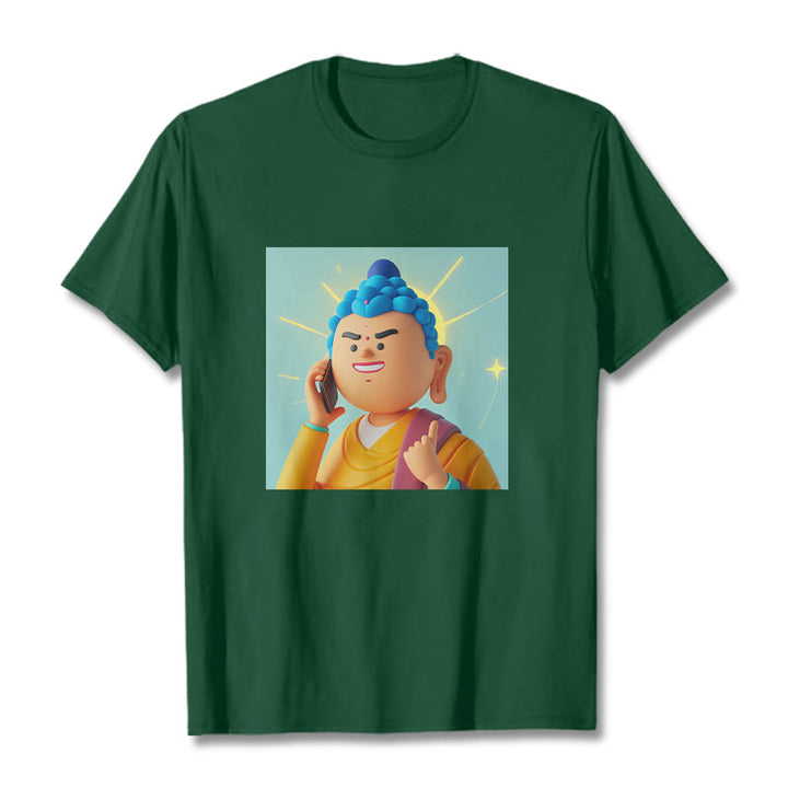 Buddha Stonesの面白い漫画仏陀Tシャツ - フォレストグリーン - 2XL - image 2