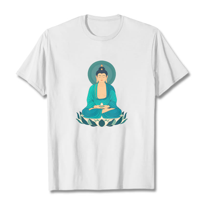Buddha Stones、蓮の瞑想、仏陀のTシャツ - 白 - 2XL - image 5